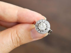 Antique 1.36 Carat Diamond and White Gold Engagement Ring, circa 1920