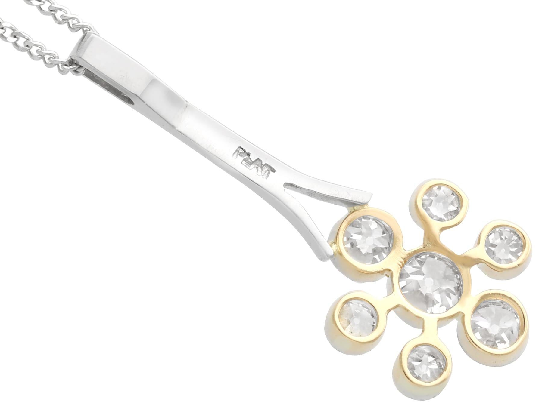 Women's or Men's Antique 1.36 Carat Diamond and Yellow Gold and Platinum Pendant For Sale