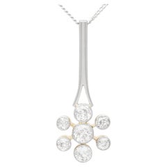 Antique 1.36 Carat Diamond and Yellow Gold and Platinum Pendant