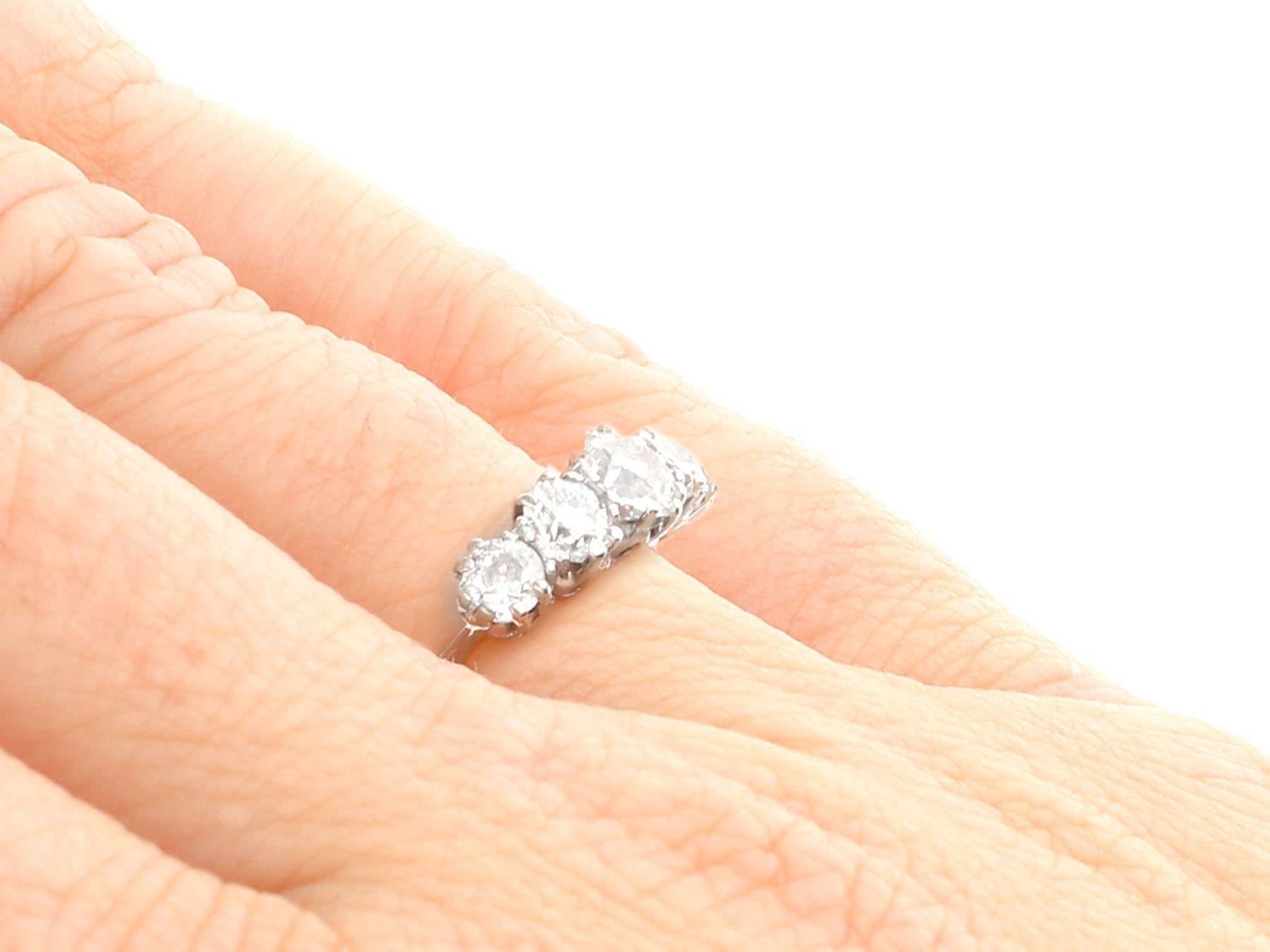 Antique 1.37Carat Diamond and White Gold Five Stone Ring For Sale 1
