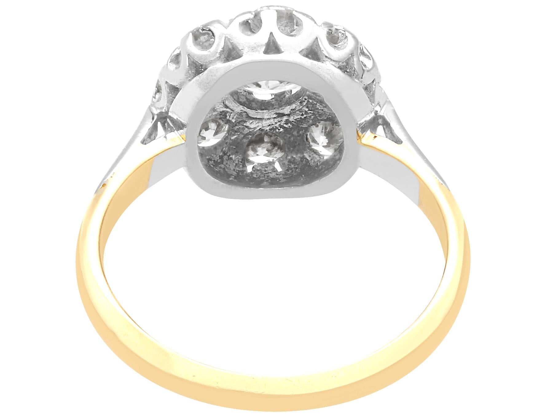 Antique 1.38 Carat Diamond and 18k Yellow Gold Cluster Ring Circa 1910 In Excellent Condition For Sale In Jesmond, Newcastle Upon Tyne