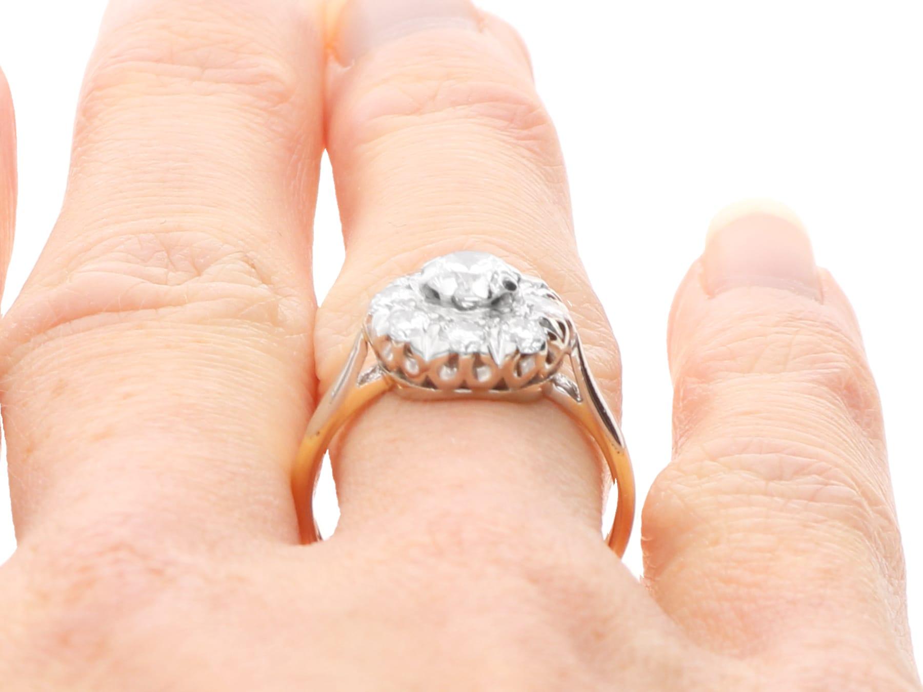 Antique 1.38 Carat Diamond and 18k Yellow Gold Cluster Ring Circa 1910 For Sale 4