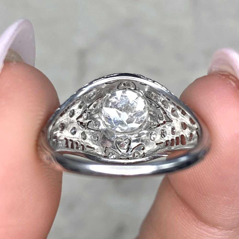 Antique 1.38ct Old Mine Cut Diamond Engagement Ring, VS1 Clarity, Platinum 6