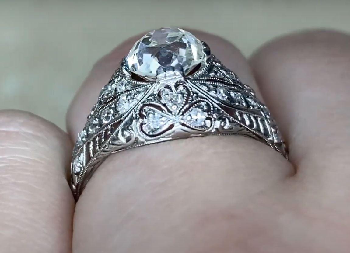 Antique 1.38ct Old Mine Cut Diamond Engagement Ring, VS1 Clarity, Platinum 2