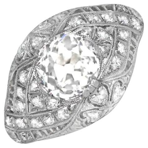 Antique 1.38ct Old Mine Cut Diamond Engagement Ring, VS1 Clarity, Platinum