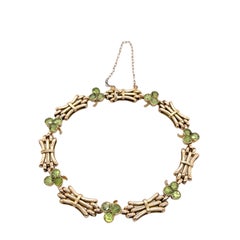 Antikes 13 Karat Roségold Armband-Set mit Peridot-Edelsteinen