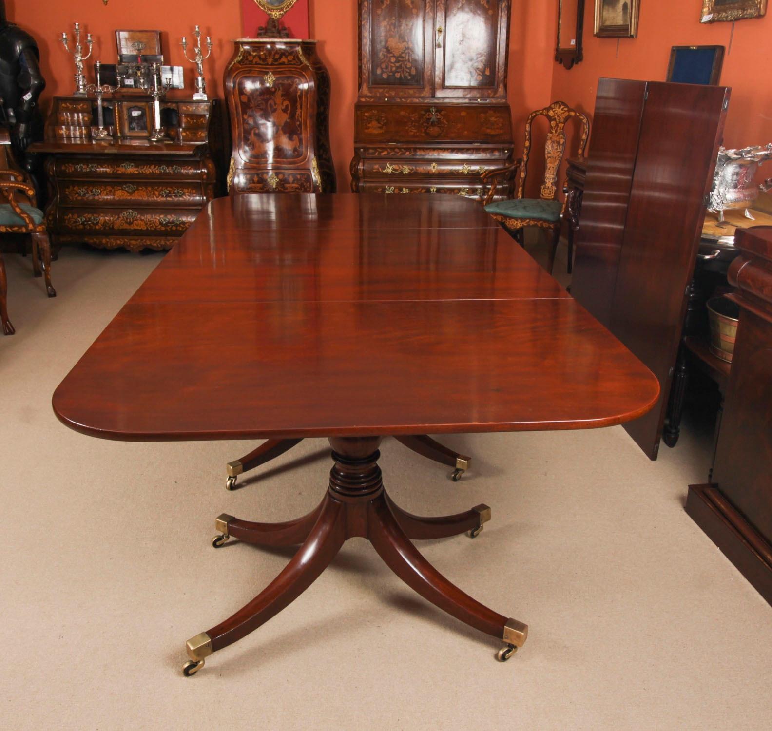 Ancienne table de salle à manger à trois piliers George IV Regency 13ft C1830 19ème siècle en vente 3