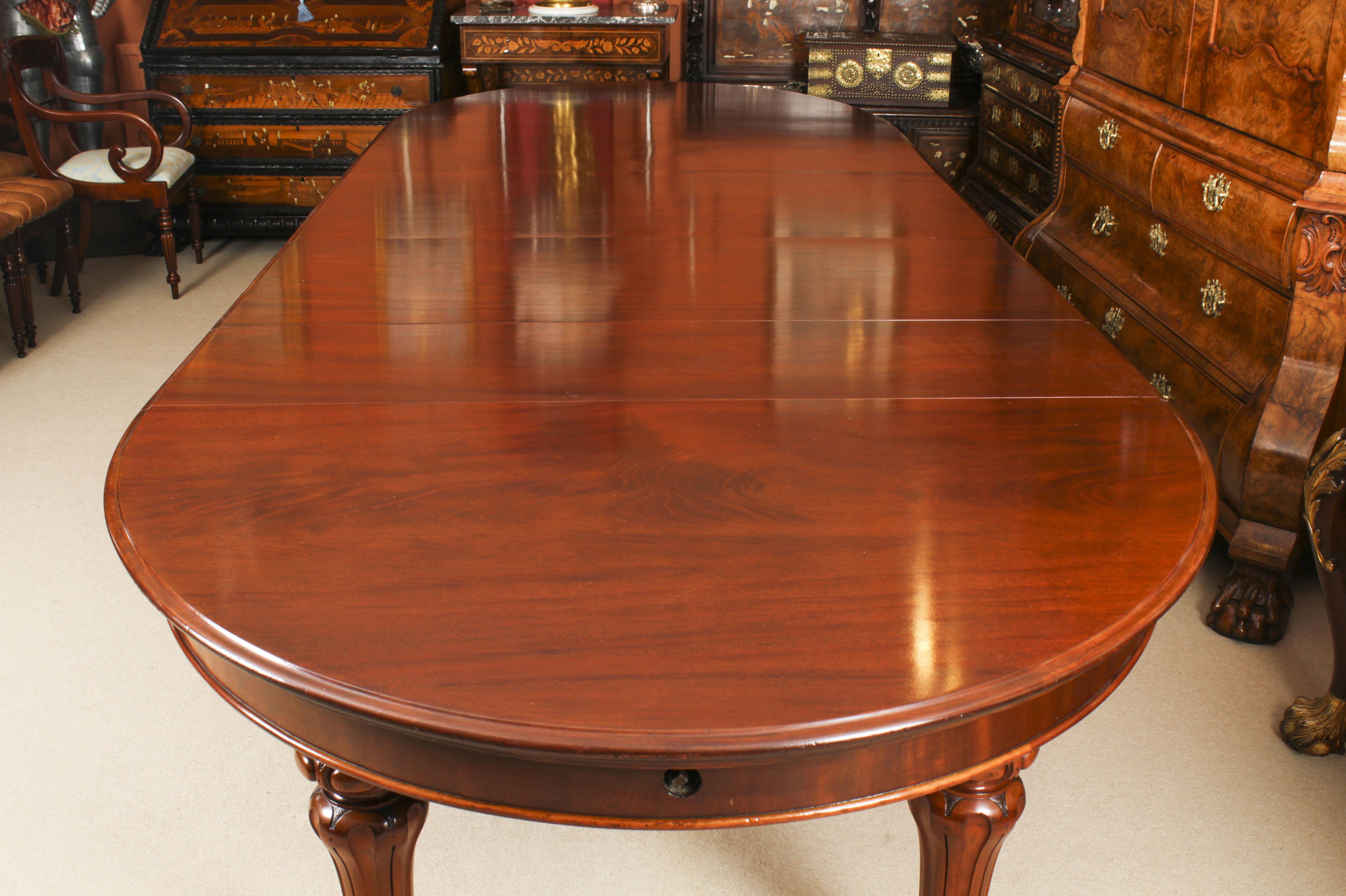 Antique 13ft William IV Oval Flame Mahogany Extending Dining Table 19th C 1