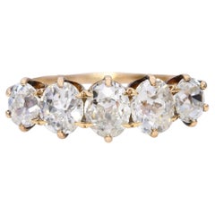 Antique 13K Yellow Gold Five Stone Diamond Ring