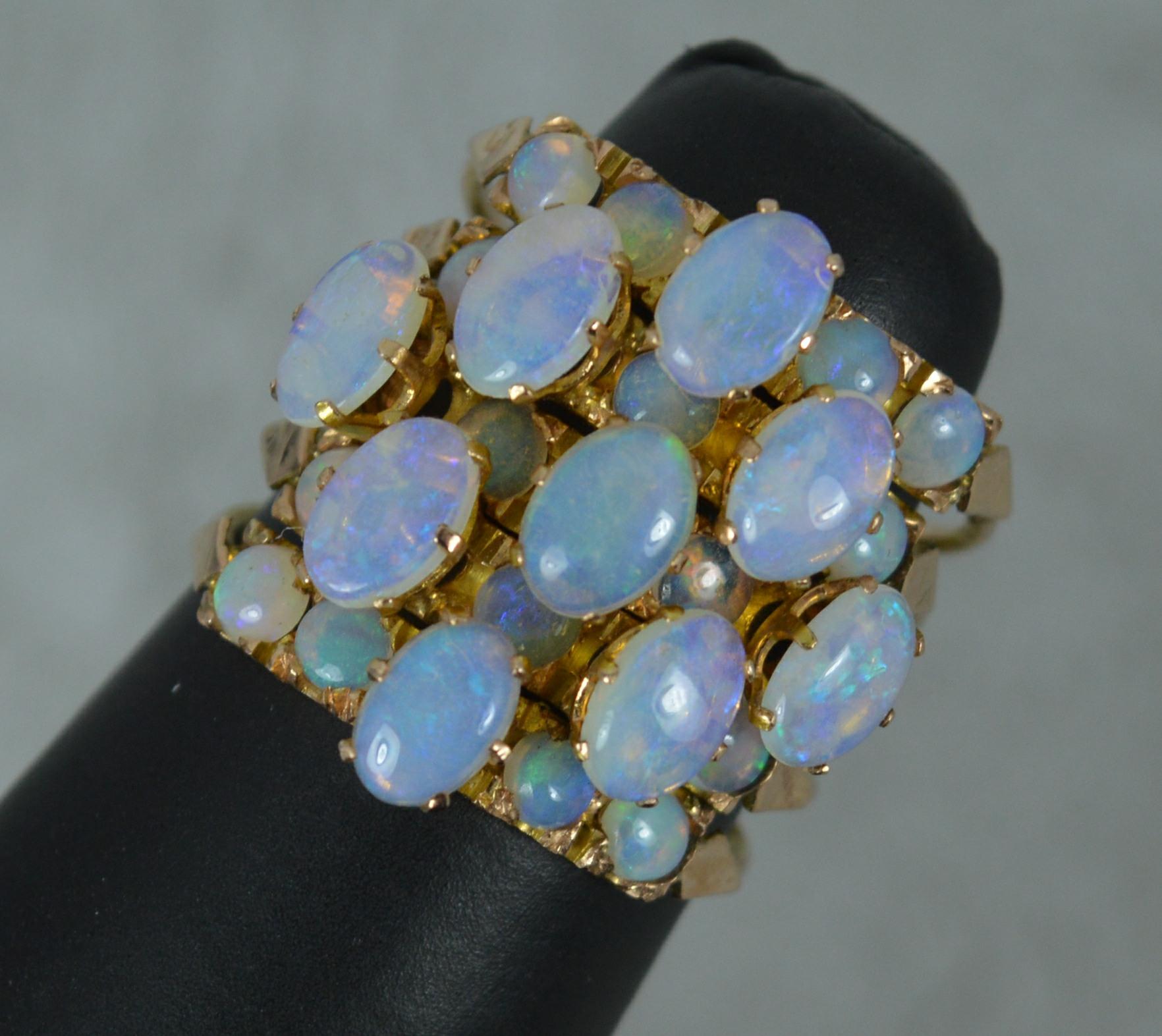 Antique 14 Carat Rose Gold and Opal Five Ring Stack Cluster Ring 1