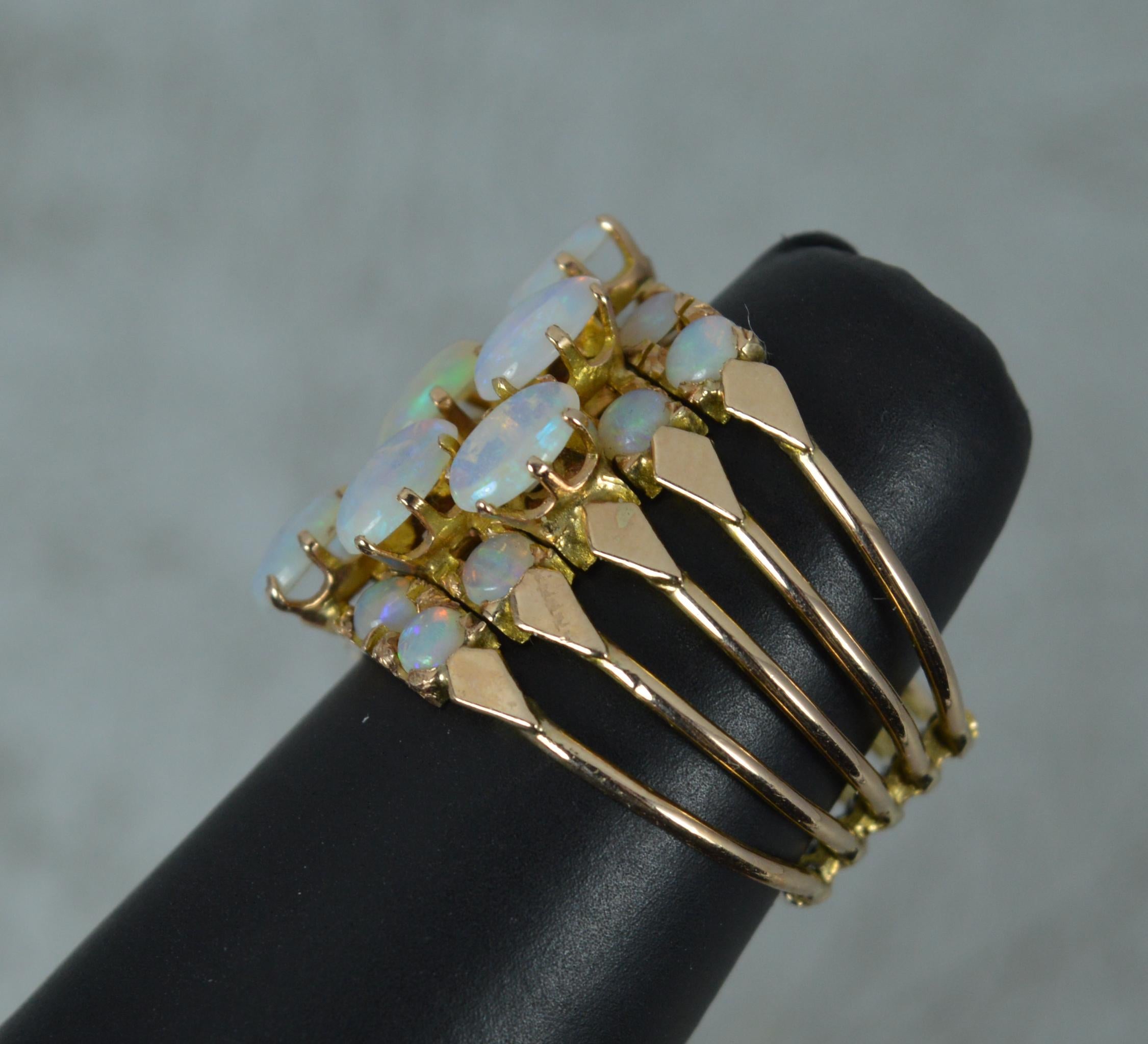 Oval Cut Antique 14 Carat Rose Gold and Opal Five Ring Stack Cluster Ring