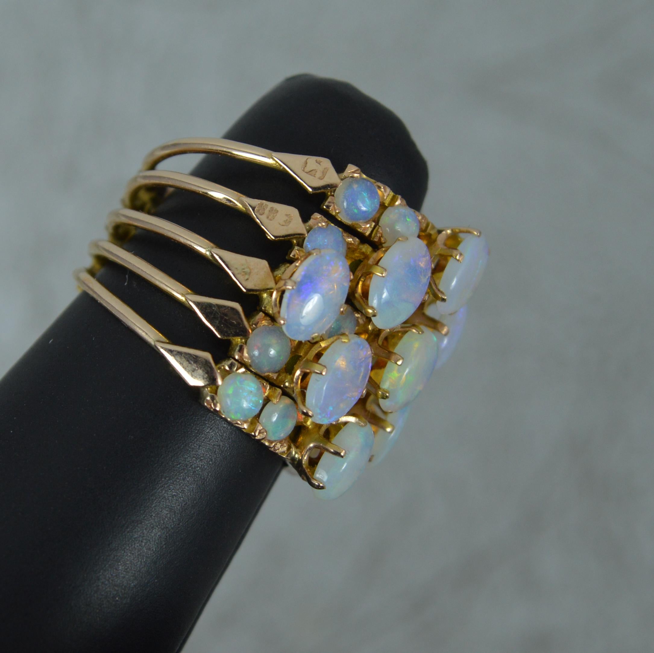 Women's Antique 14 Carat Rose Gold and Opal Five Ring Stack Cluster Ring