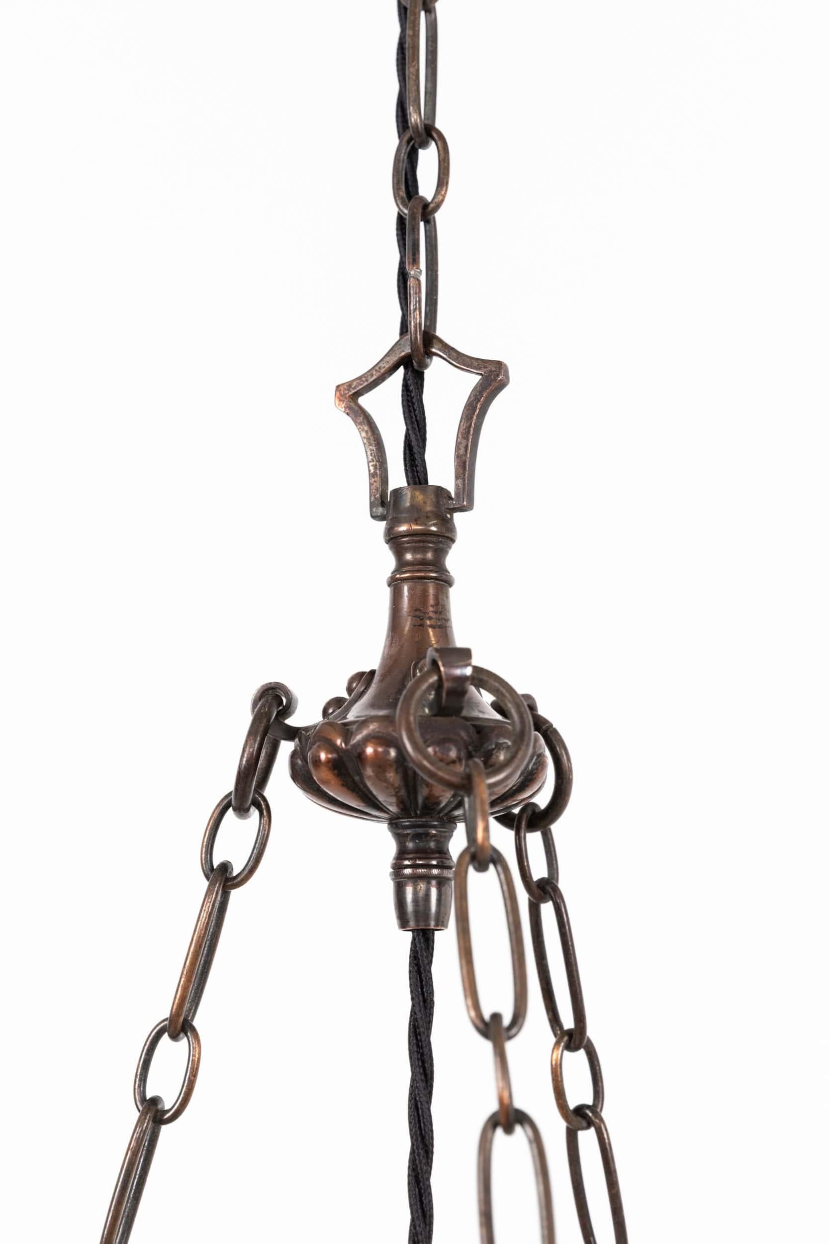 Arts and Crafts Antico Plafonnier di vetro prismatico con ciotola di Holophane da 14