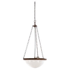 Antique 14" Holophane Blondel Bowl Prismatic Glass Plafonnier Light, c.1910