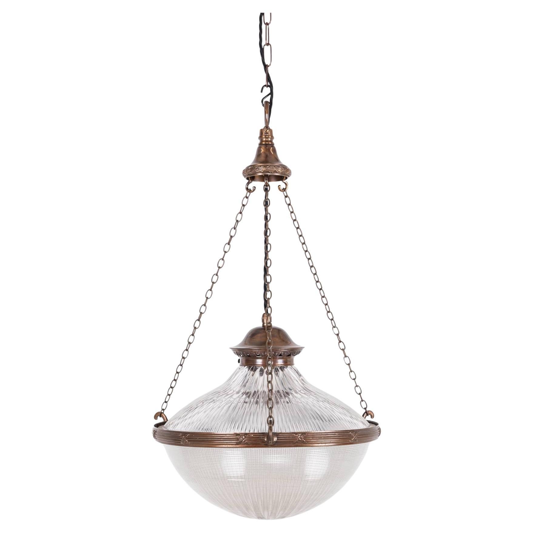 Antique 14" Holophane Blondel Stiletto Prismatic Glass Plafonnier Lamp, c.1920