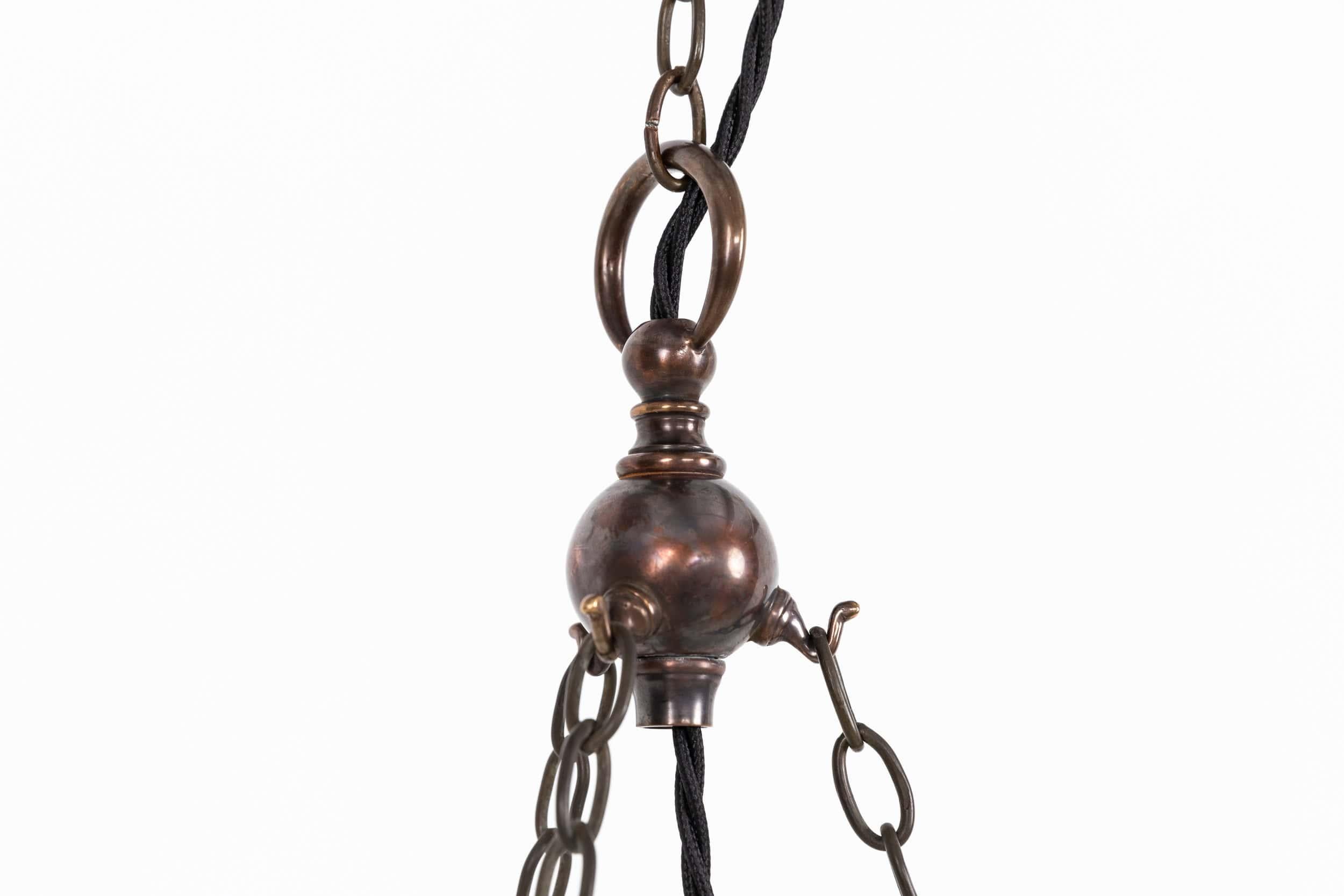 Lampe à suspension ancienne en verre prismatique réflecteur-refractor Holophane de 14 pouces, c. 1920 Bon état - En vente à London, GB