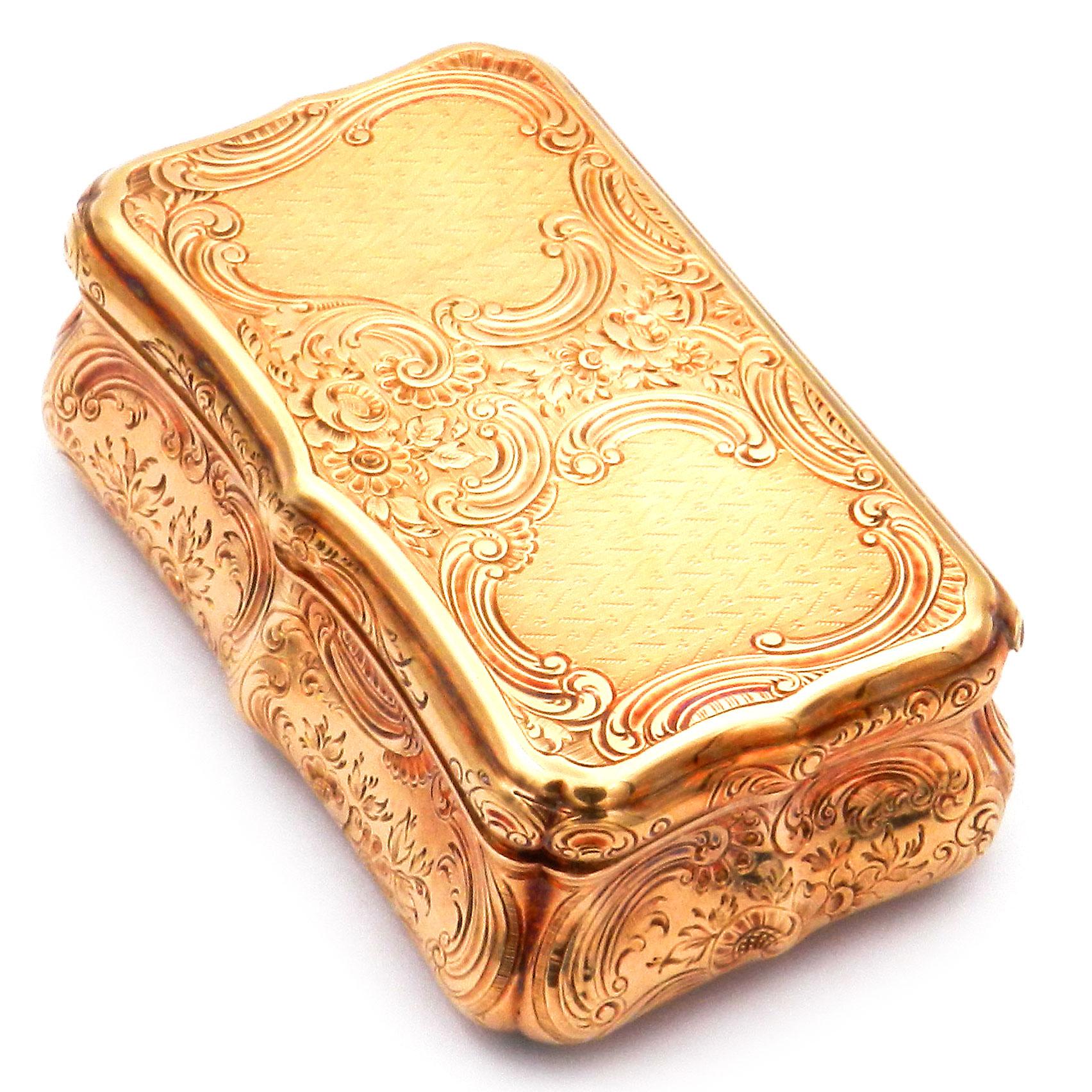 Victorien Tabatière ancienne en or 14 K A.I&M. C.C. Weishaupt & Söhne Hanau vers 1860 en vente