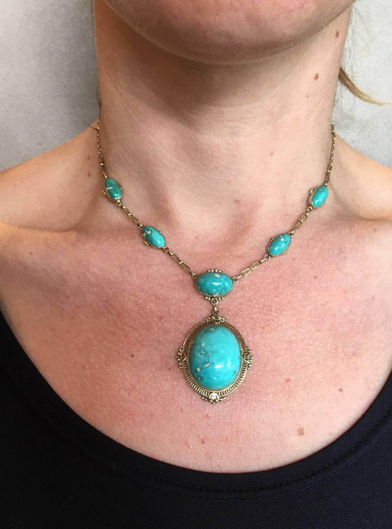 Women's Antique 14 Karat and Turquoise Necklace
