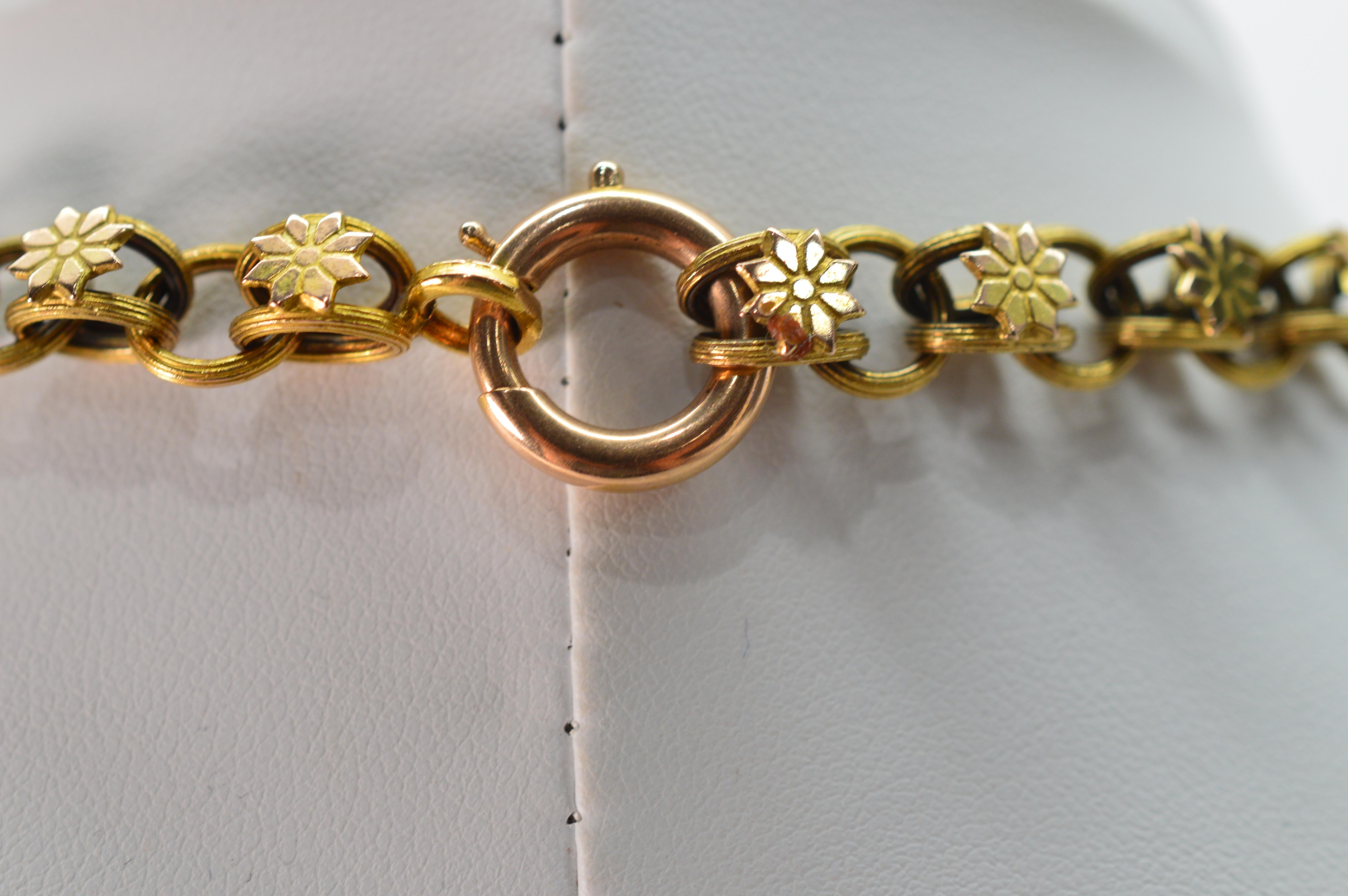 Women's Antique 14 Karat Double Looped Chain Pendant Locket Necklace For Sale