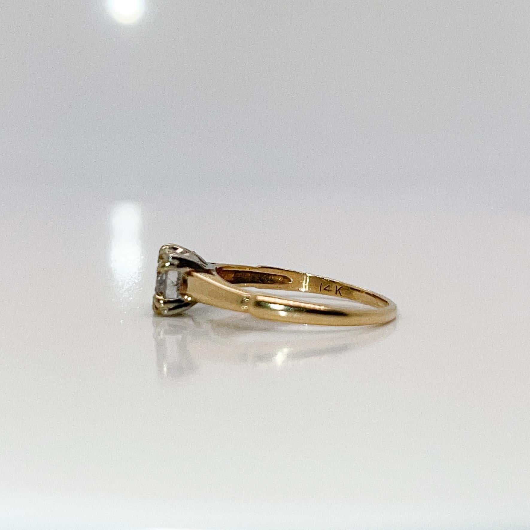 Antikes 14 Karat Gold & 0,73 Karat Platin. Solitär-Ring mit Diamant im europäischen Schliff im Angebot 4