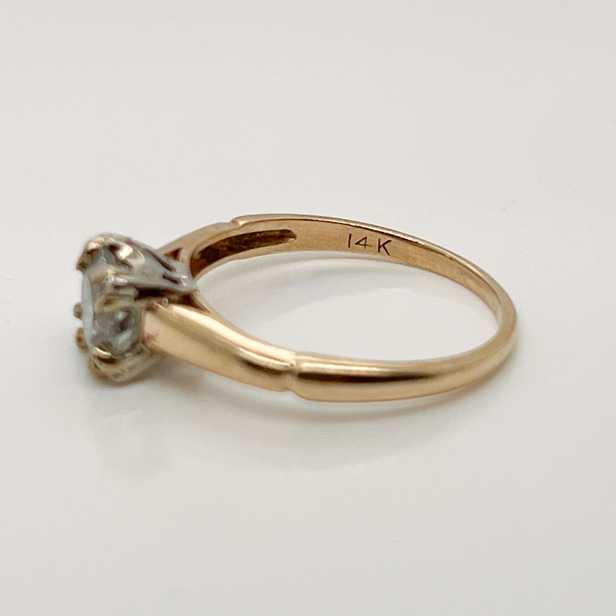 Antique 14 Karat Gold & 0.73 Ct. European Cut Diamond Solitaire Ring For Sale 6