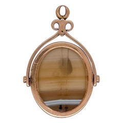 Antique 14 Karat Gold & Agate Spinner Charm Pendant