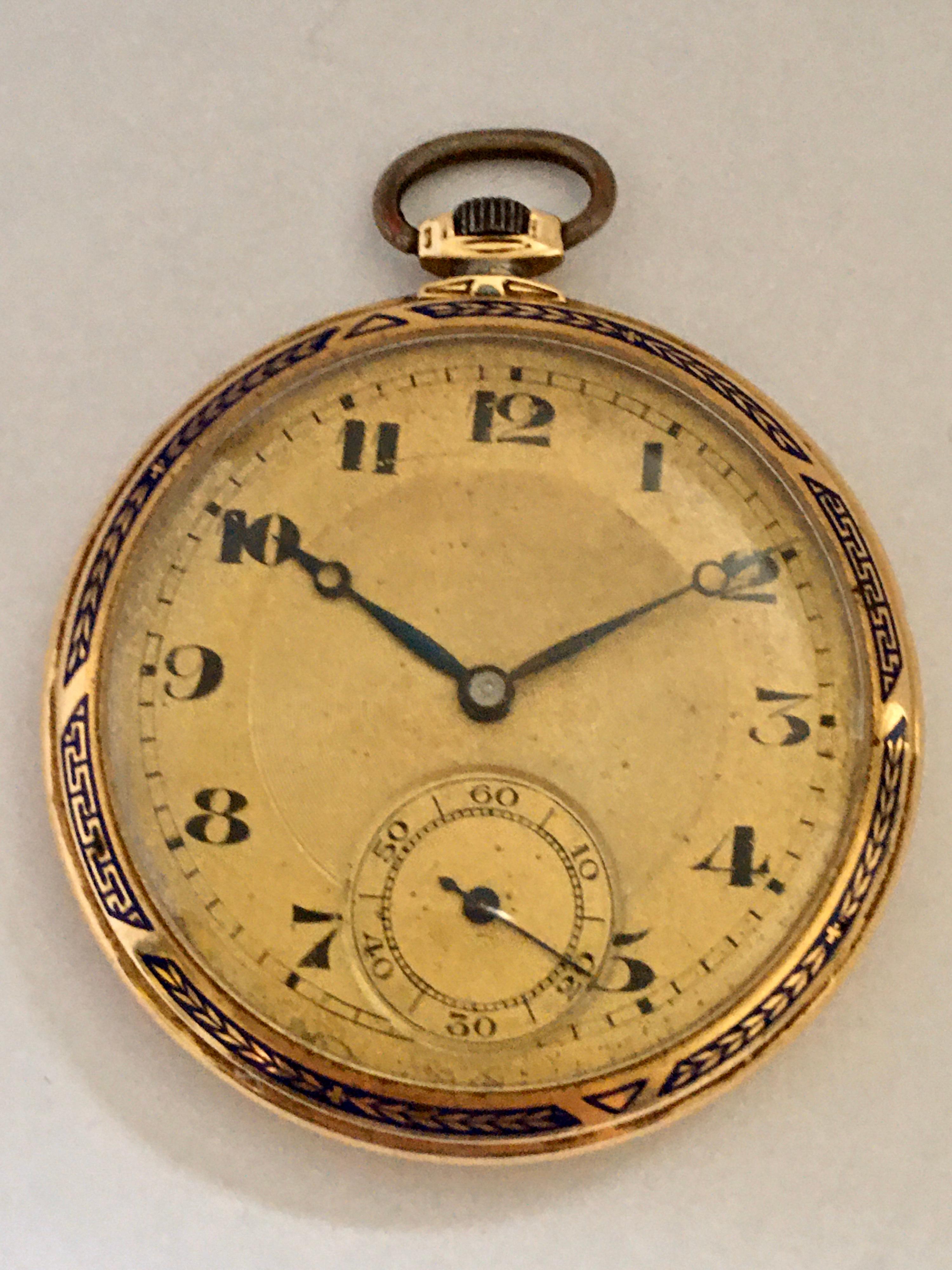 Antique 14 Karat Gold and Enamel Dress / Pocket Watch For Sale 7