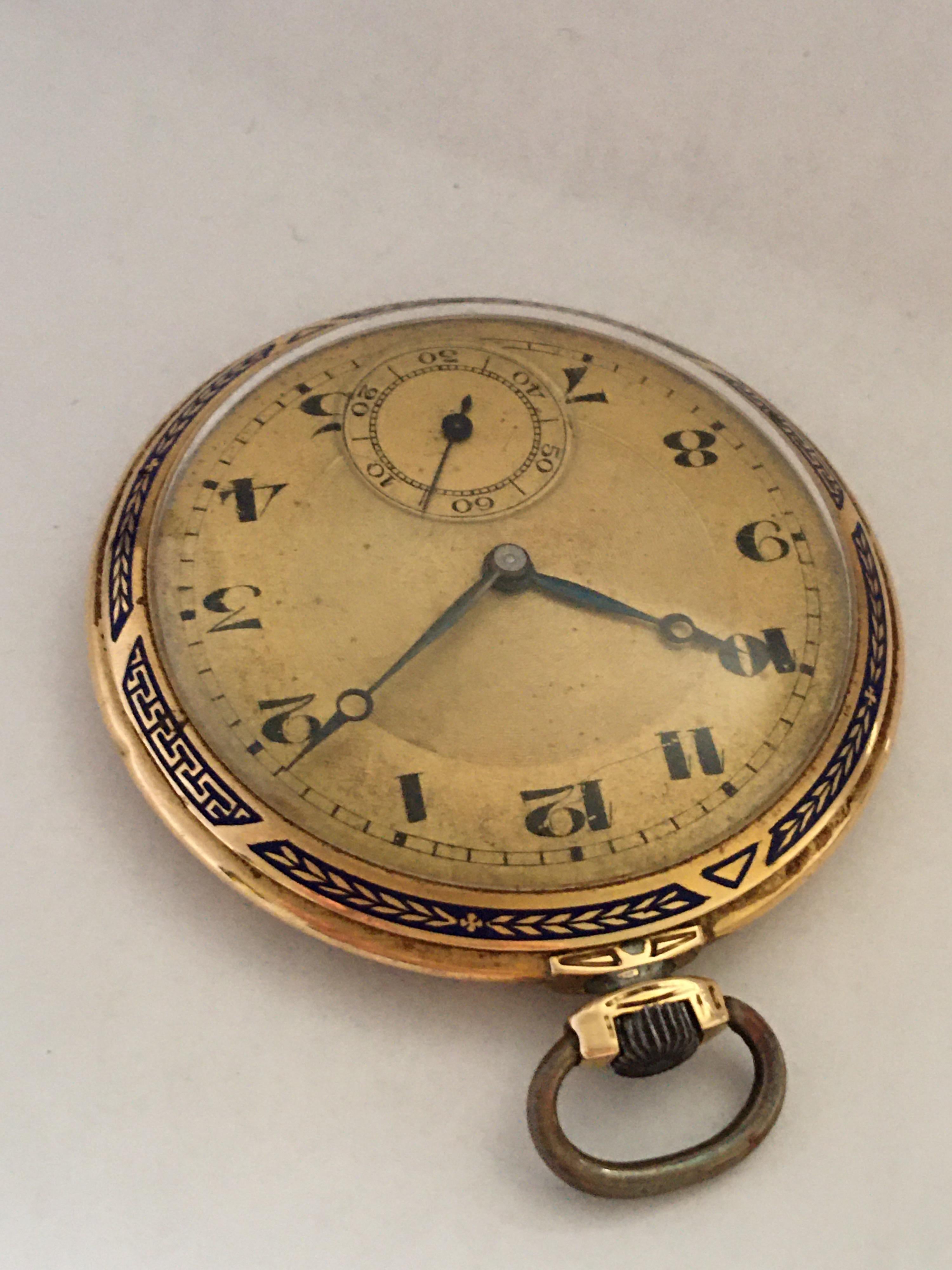 Antique 14 Karat Gold and Enamel Dress / Pocket Watch For Sale 8