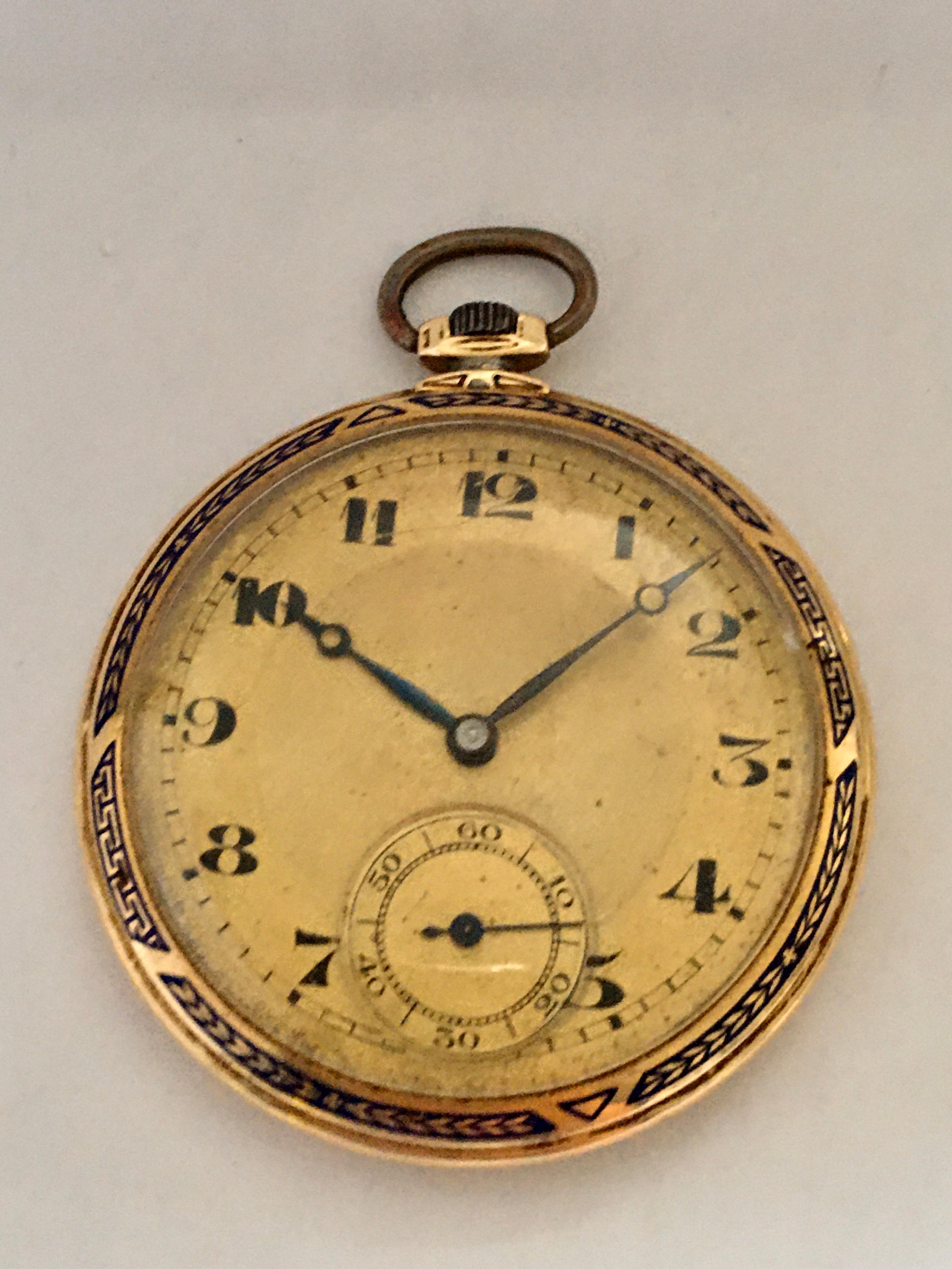 Antique 14 Karat Gold and Enamel Dress / Pocket Watch For Sale 9