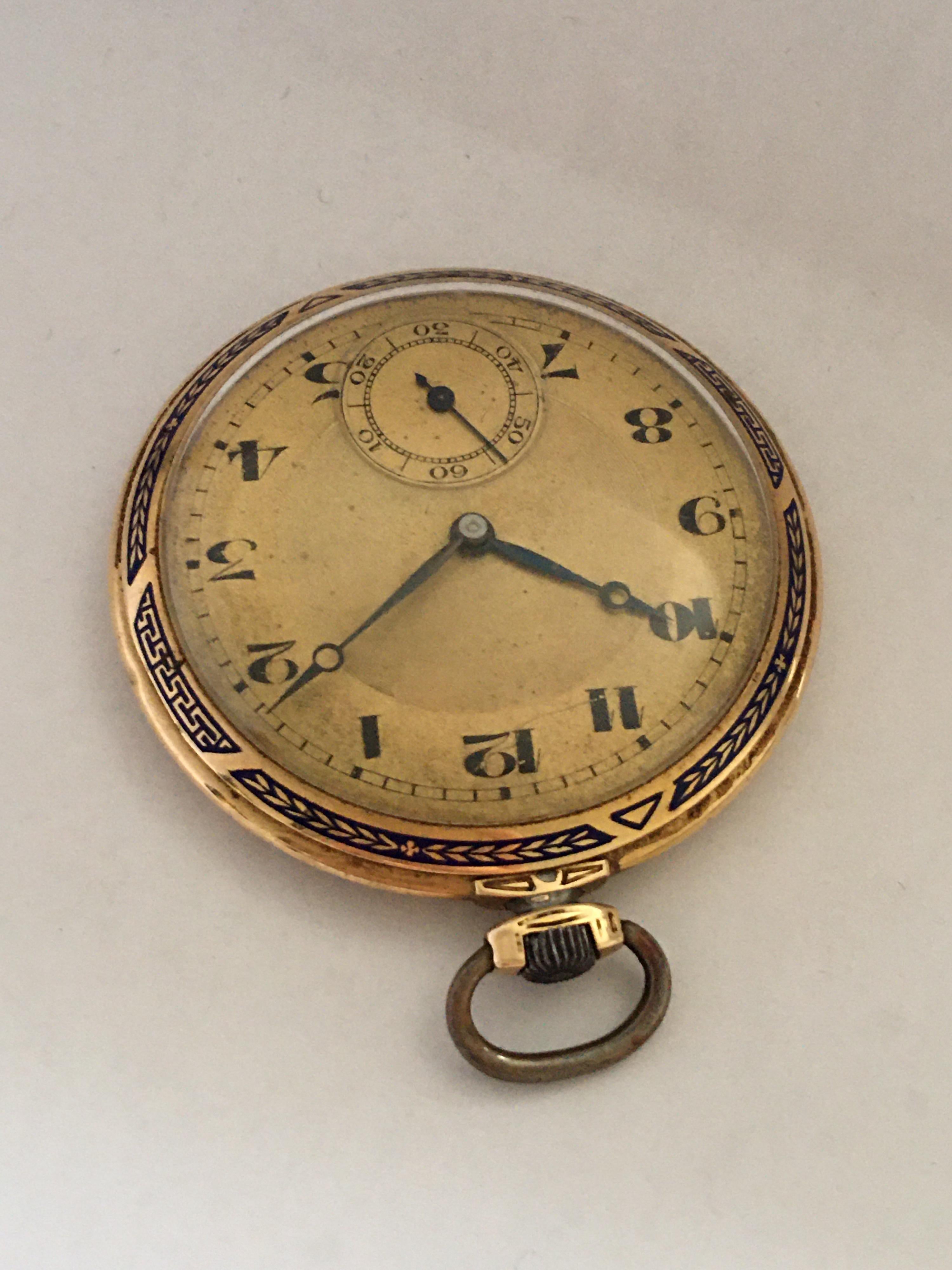 Antique 14 Karat Gold and Enamel Dress / Pocket Watch In Good Condition For Sale In Carlisle, GB