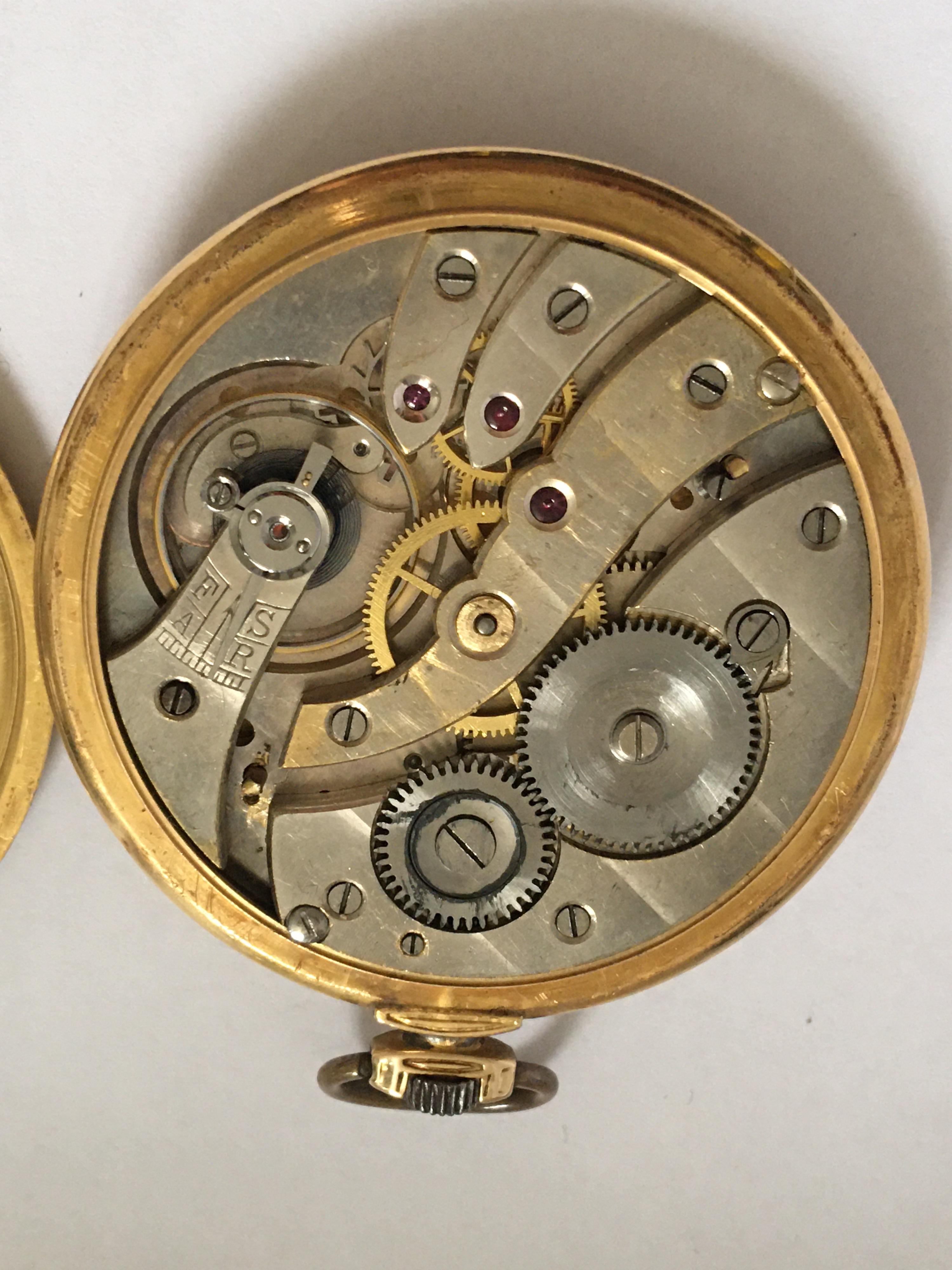 Antique 14 Karat Gold and Enamel Dress / Pocket Watch For Sale 2