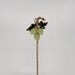 Antique 14 Karat Gold and Enameled Hop Seed or Flower Stickpin