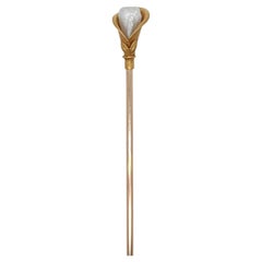 Vintage 14 Karat Gold and Gold Filled Peace Lily Hat Pin with Keshi Pearl