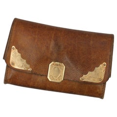 Antique 14 karat gold and leather coin purse / wallet