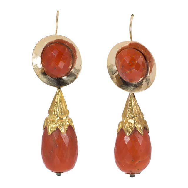 Antique Coral Earrings - 39 For Sale at 1stdibs