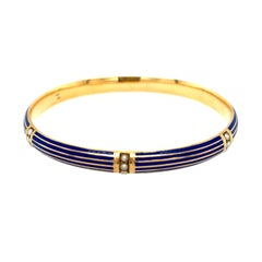 Riker Brothers Bracelet jonc ancien en or 14 carats avec perles d'émail bleu et émail