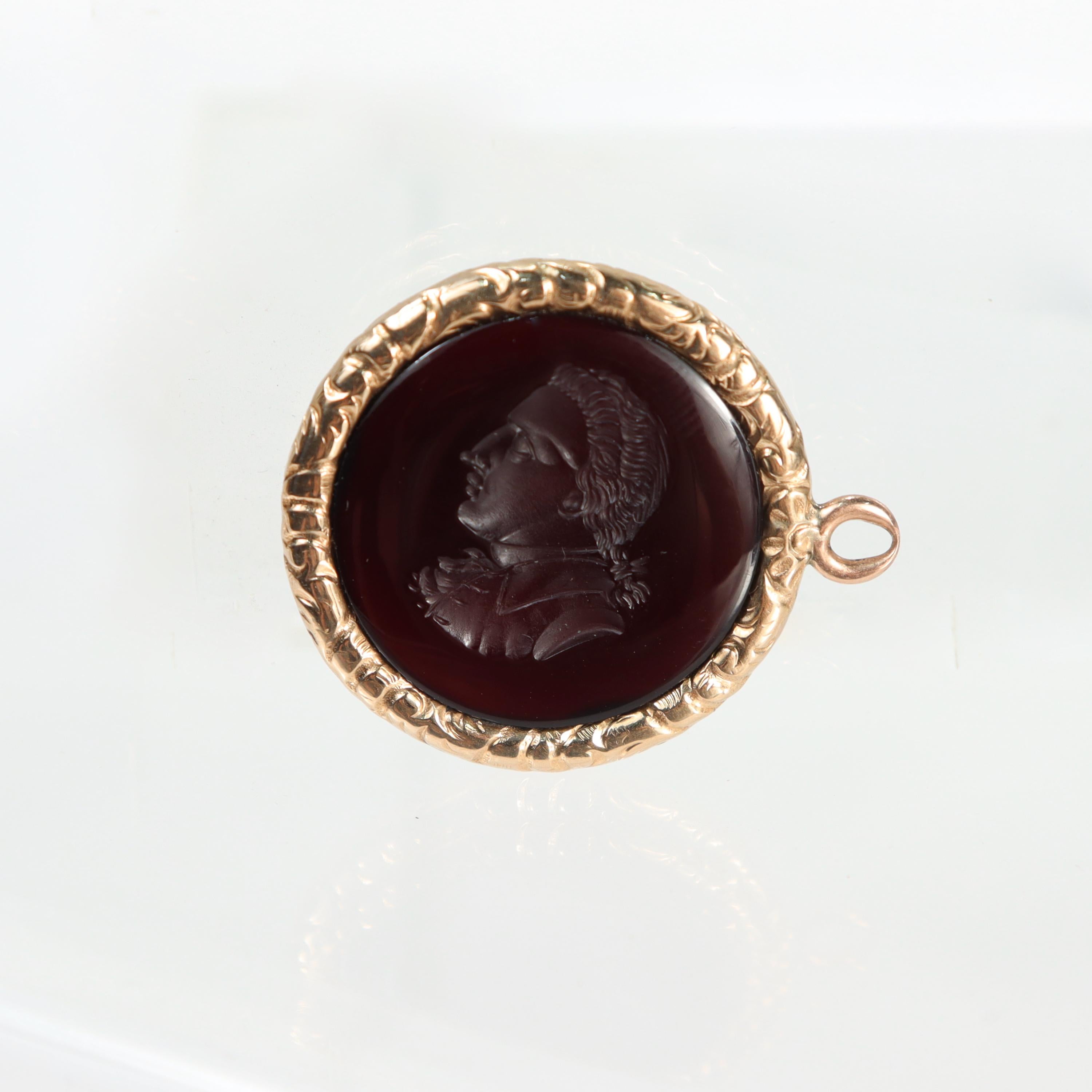 Antique 14 Karat Gold & Carnelian Intaglio Charm or Pendant Fob In Good Condition For Sale In Philadelphia, PA