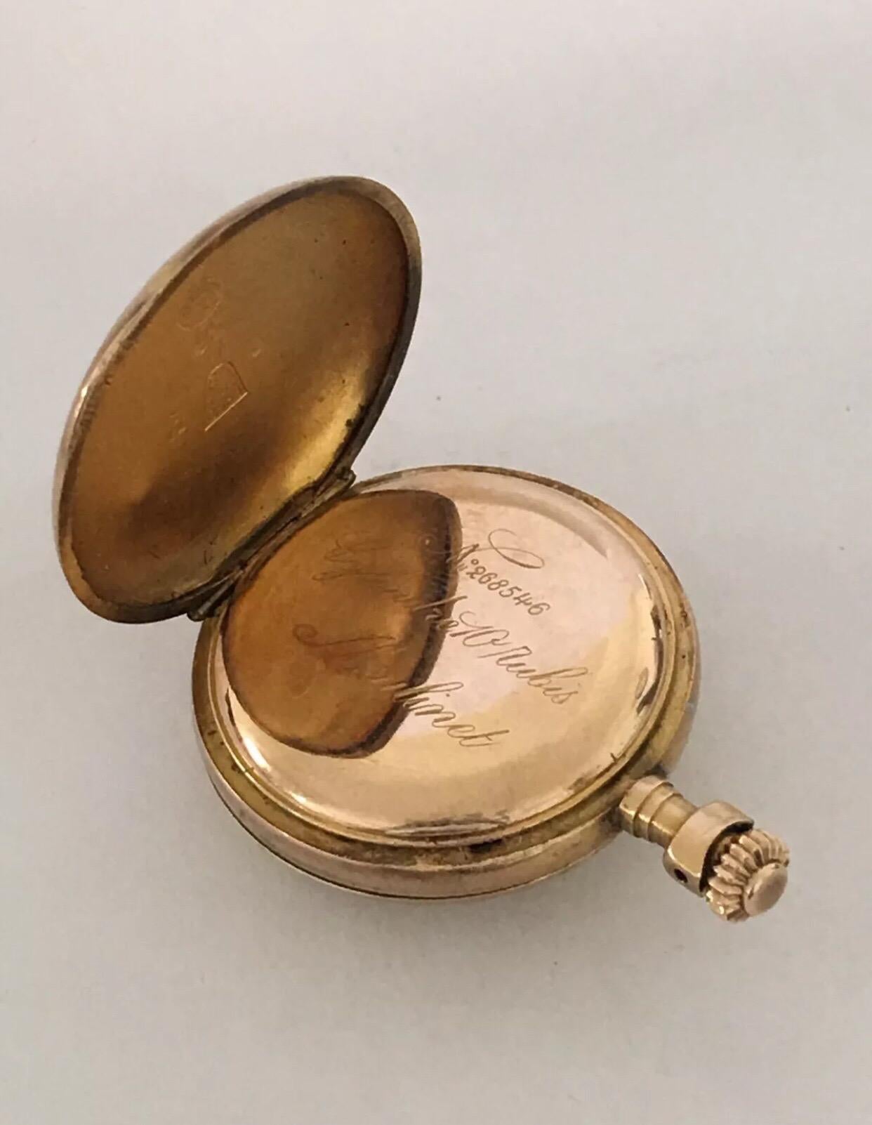 Antique 14 Karat Gold, Diamond and Saphire Fob Watch For Sale 1