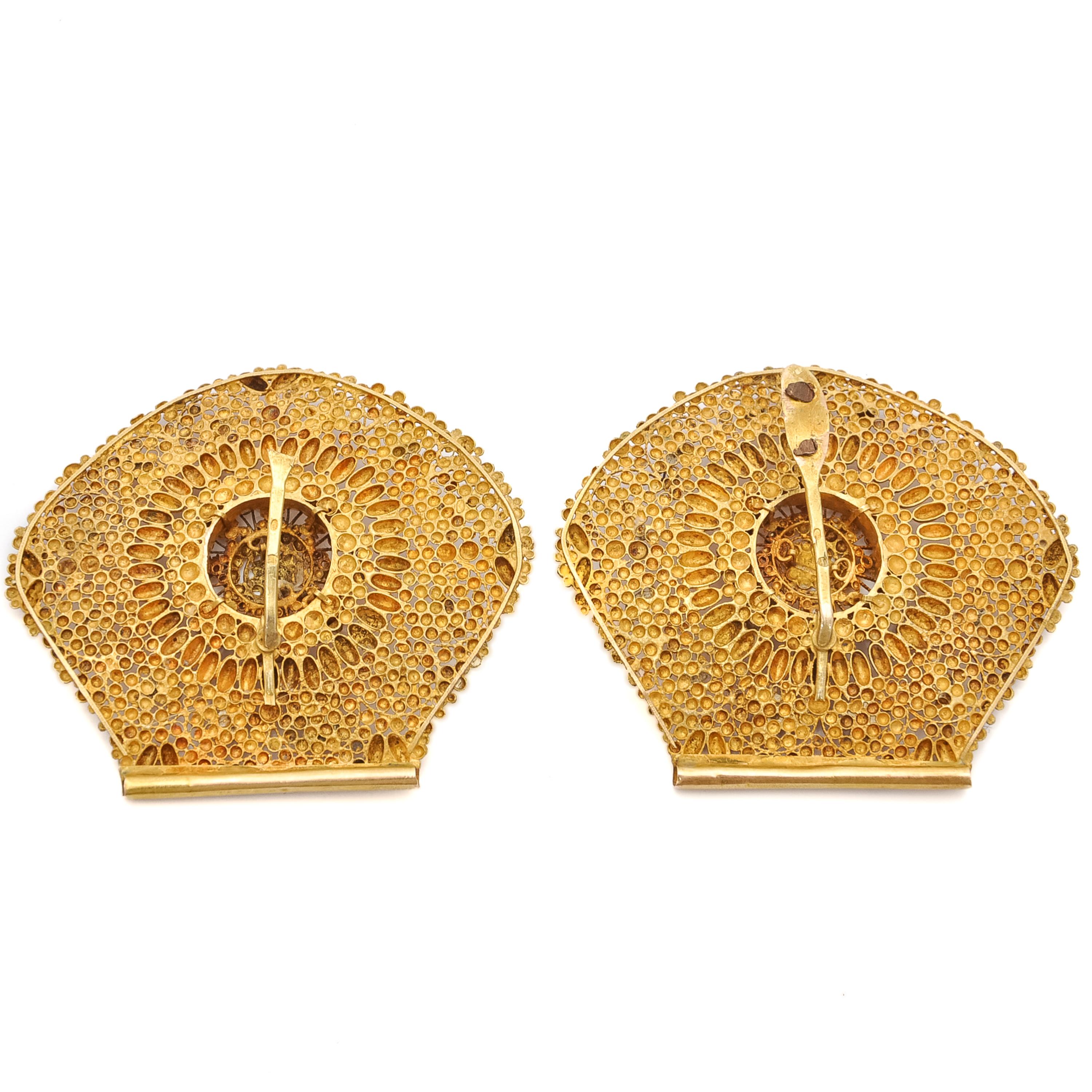 Victorian Antique 14K Gold Cannetille Granules Pins