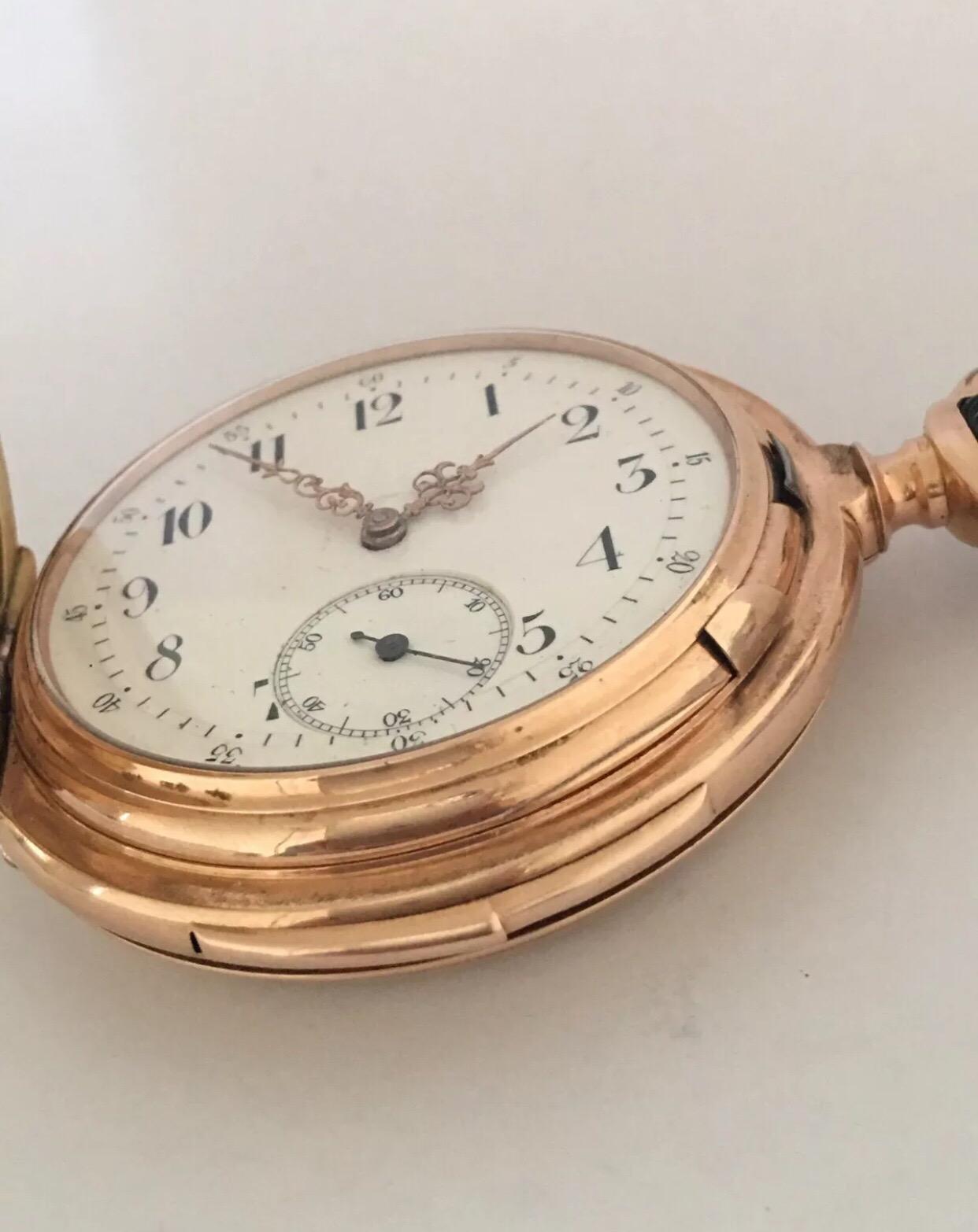 Antique 14 Karat Gold Full Hunter LeCoultre & Co. Minute Repeater Pocket Watch For Sale 5