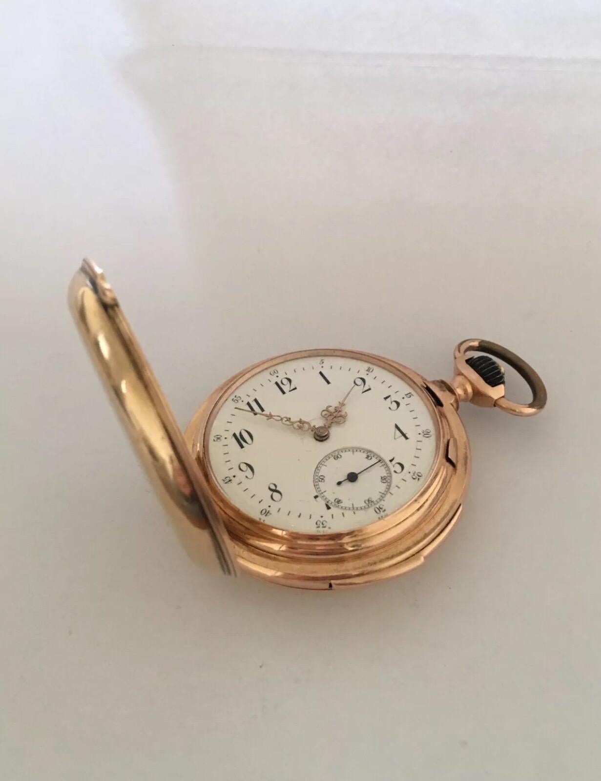 Antique 14 Karat Gold Full Hunter LeCoultre & Co. Minute Repeater Pocket Watch For Sale 1