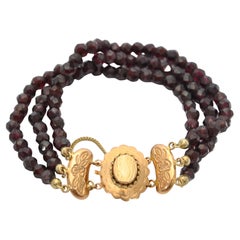 Antique 14 Karat Gold Garnet Bracelet and Necklace Set