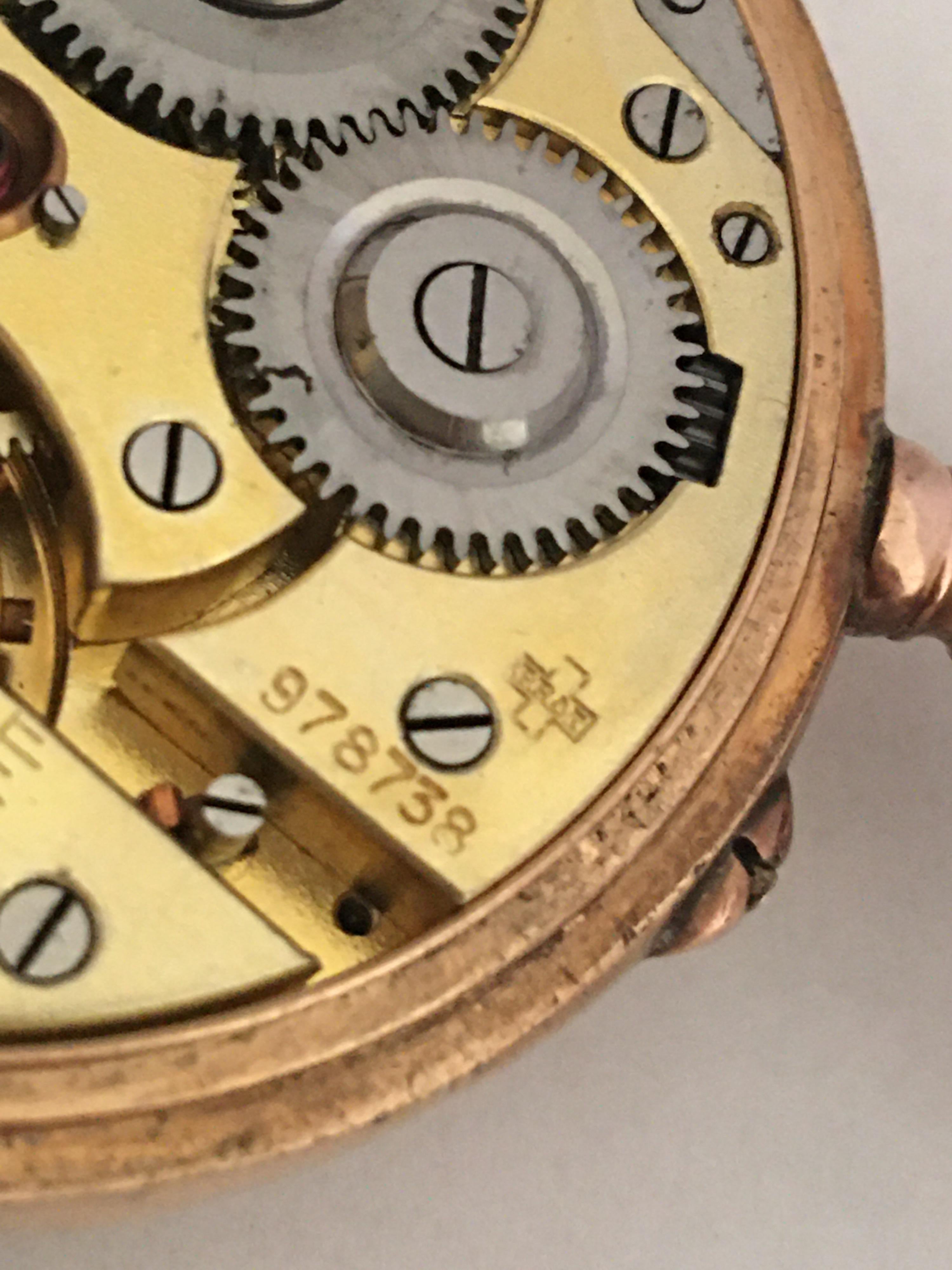 Antike antike Taschenuhr aus 14 Karat Gold, schlüsselloser Aufzug im Angebot 7