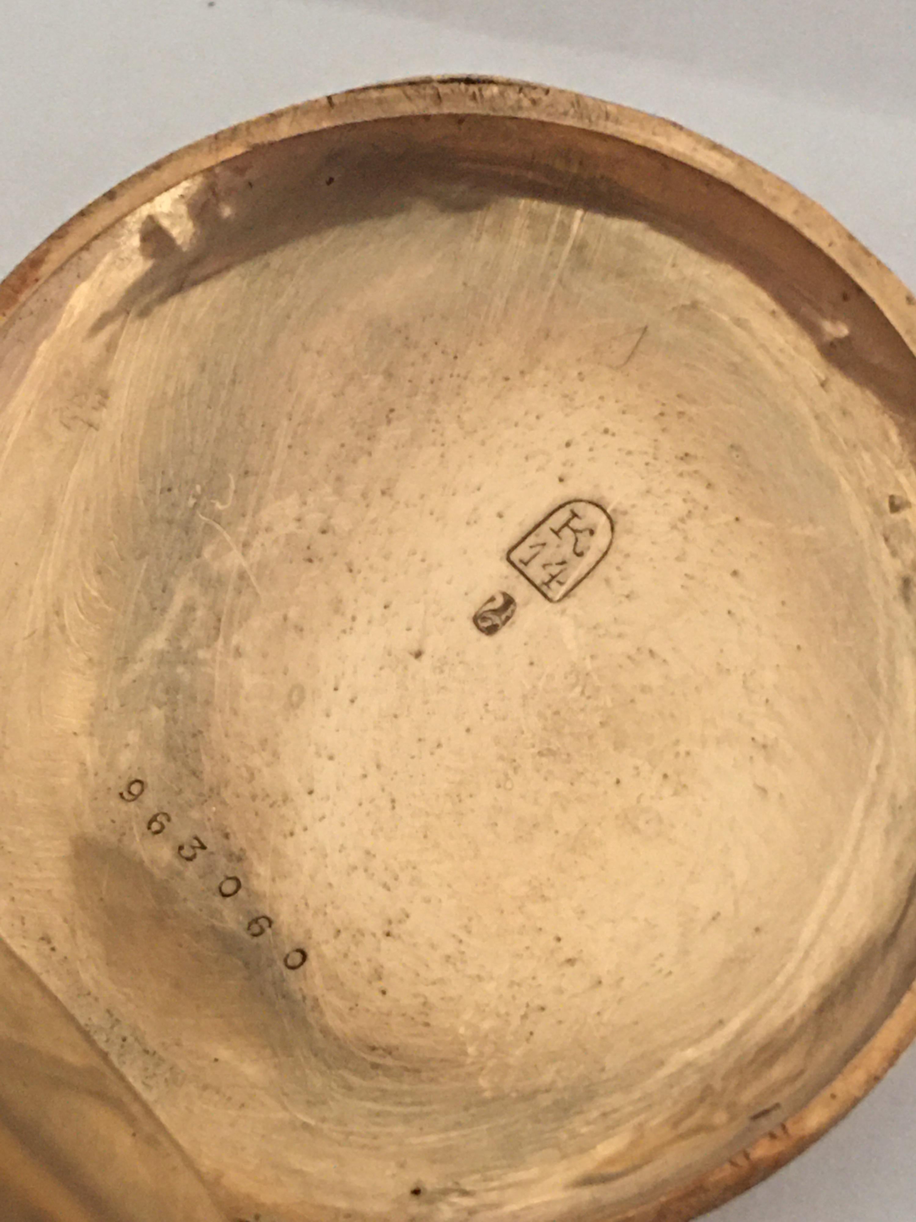 Antike antike Taschenuhr aus 14 Karat Gold, schlüsselloser Aufzug im Angebot 9