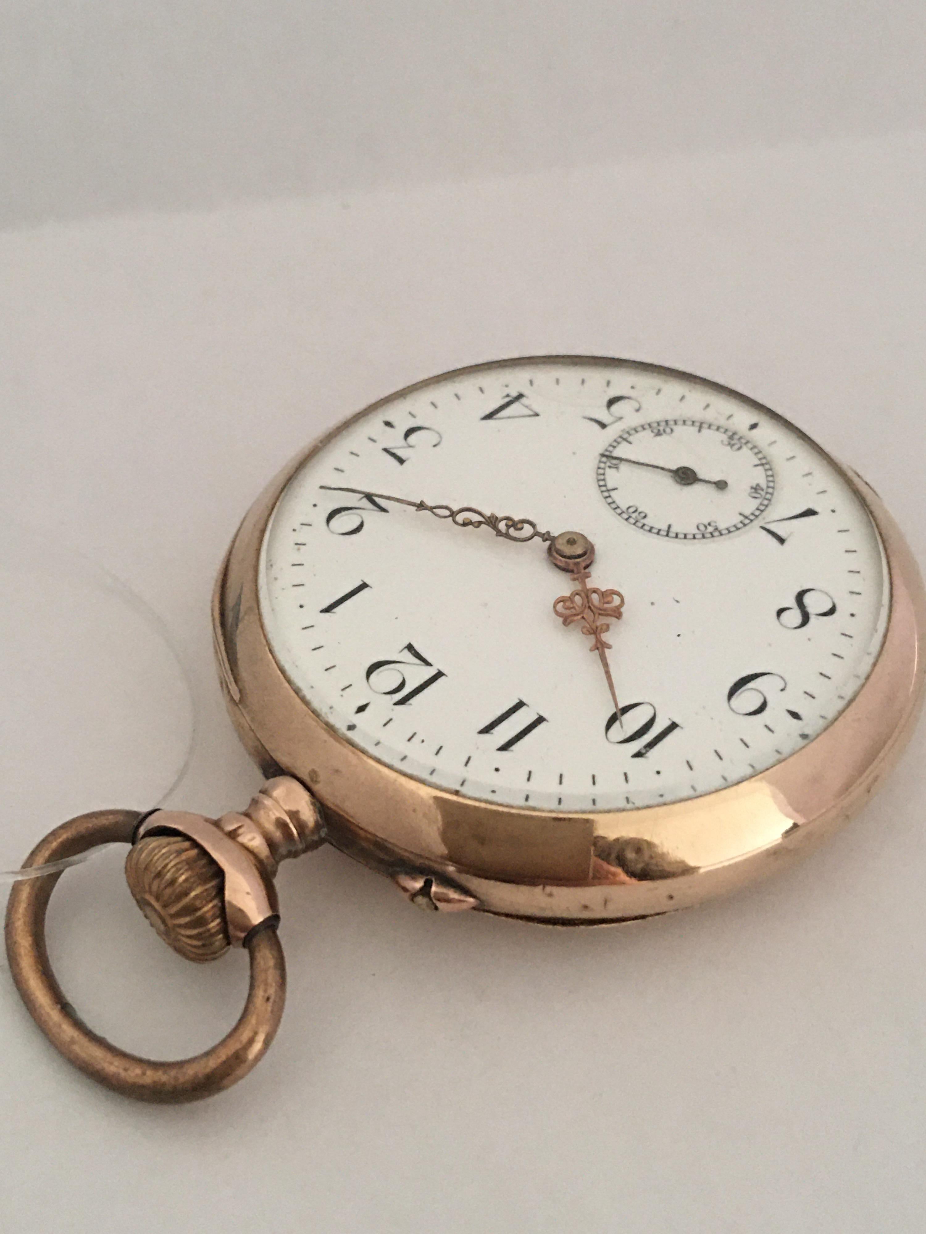Antike antike Taschenuhr aus 14 Karat Gold, schlüsselloser Aufzug im Zustand „Gut“ im Angebot in Carlisle, GB