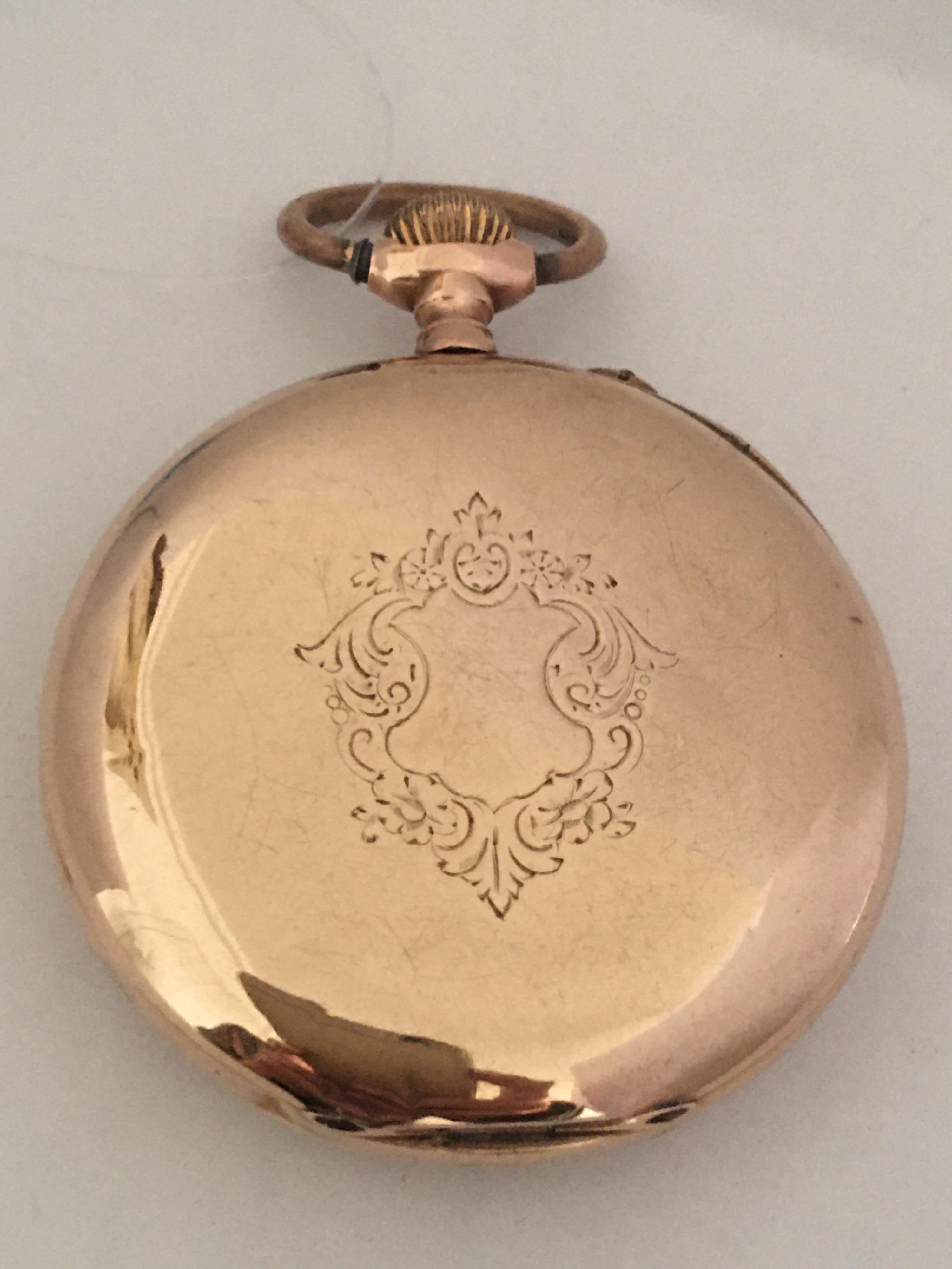 Antike antike Taschenuhr aus 14 Karat Gold, schlüsselloser Aufzug für Damen oder Herren im Angebot