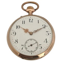Antike antike Taschenuhr aus 14 Karat Gold, schlüsselloser Aufzug