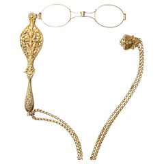 Antique 14 Karat Gold Lorgnette and Long Chain