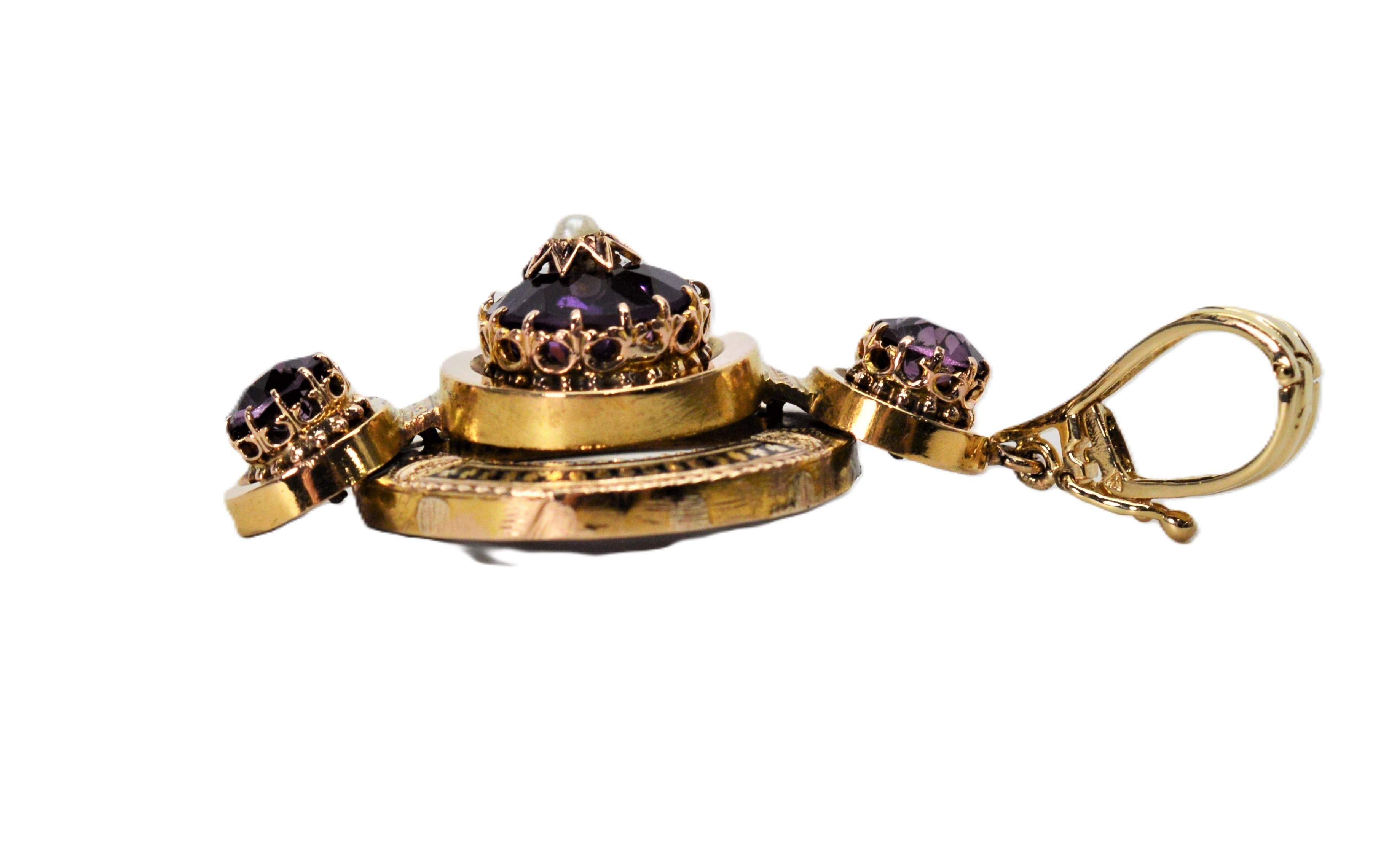 Collana in oro antico con ciondolo di ametista in vendita 5