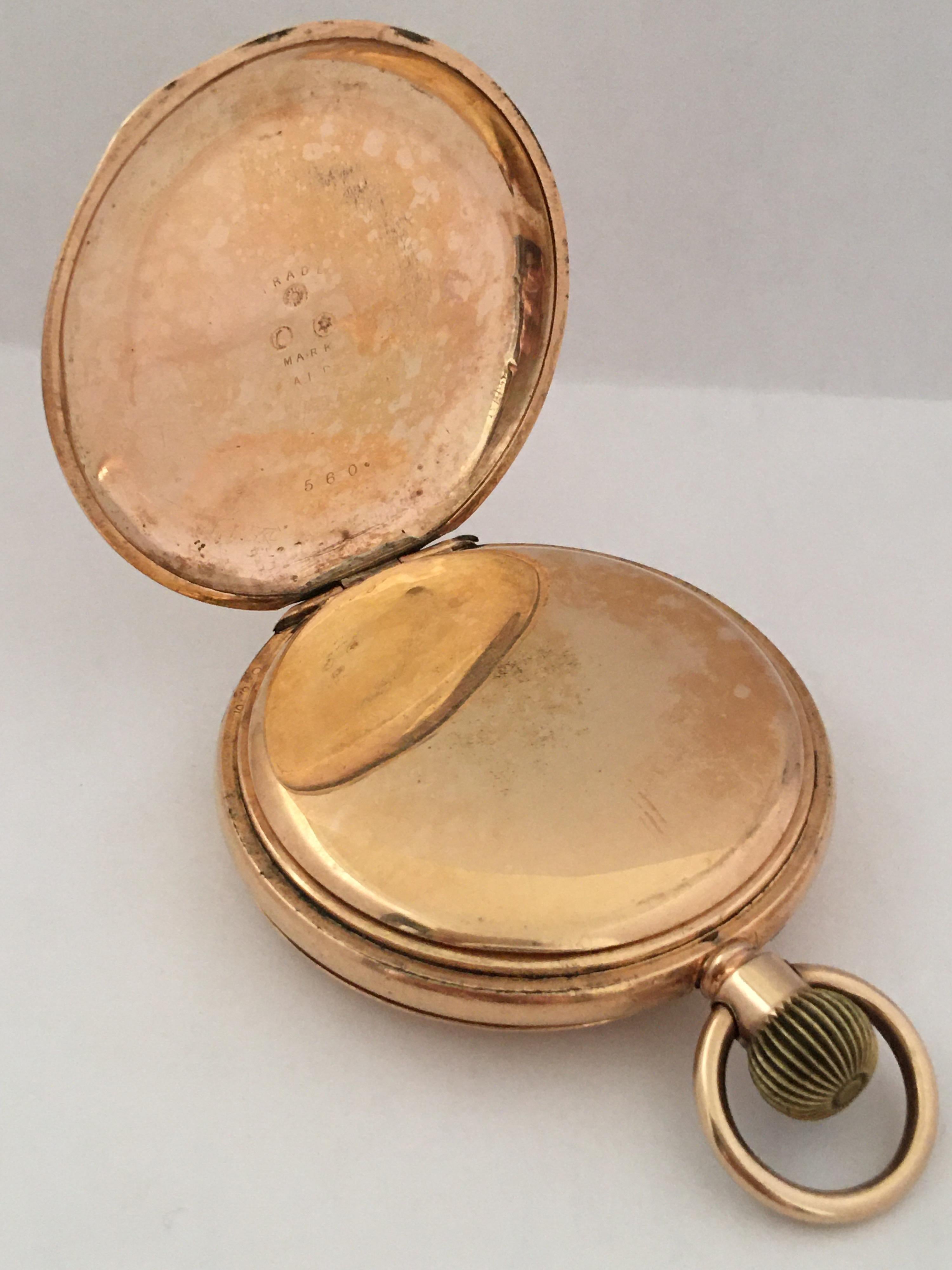 Women's or Men's Antique 14 Karat Gold Plated Full Hunter American Waltham Watch Co. Pocket Watch